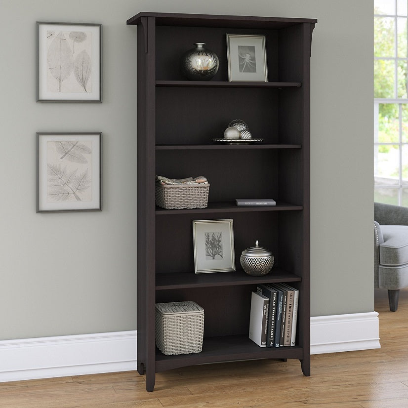 Salinas 5 Shelf Bookcase Black - Cosy Abode