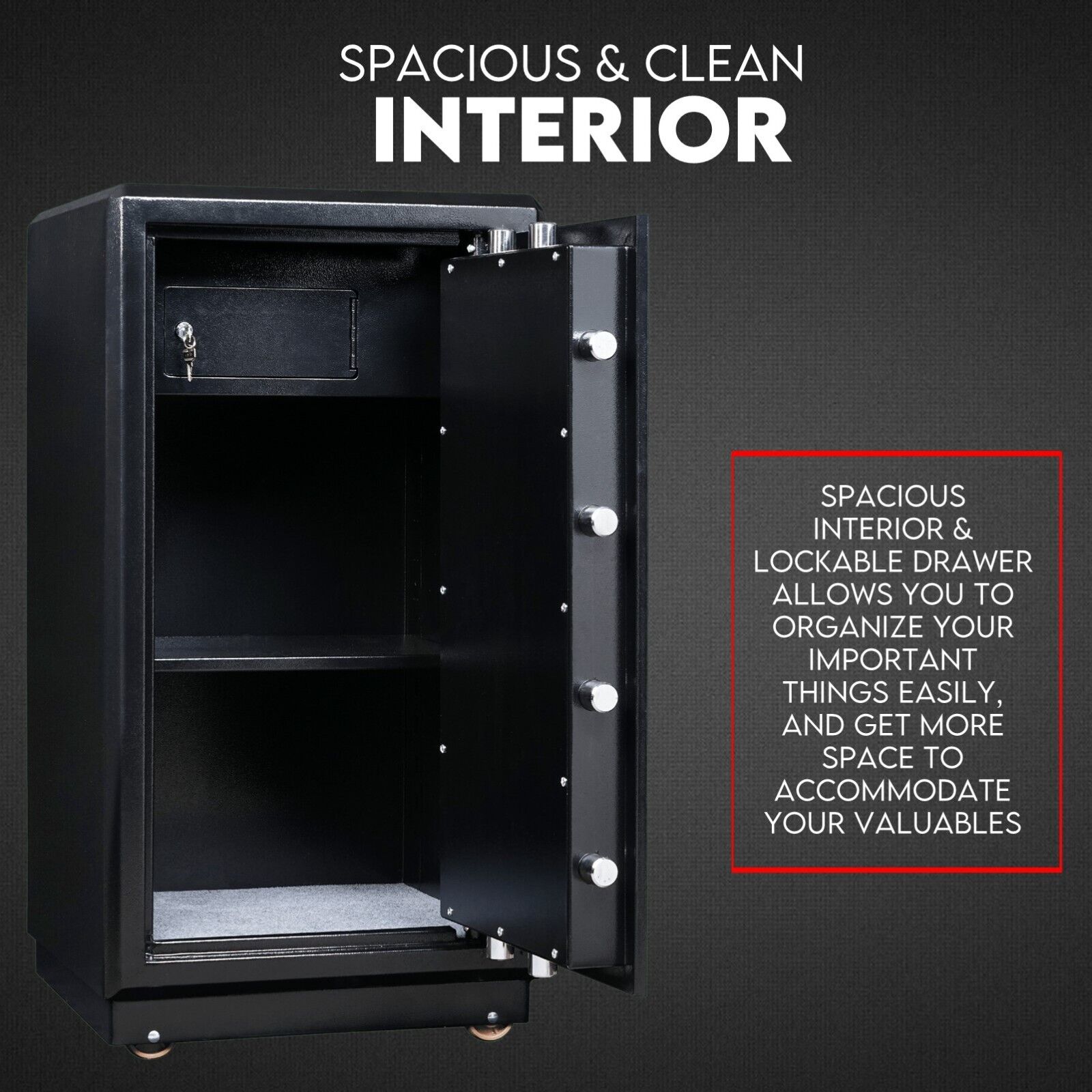 Electronic Digital Safe Box Fire Proof Safe Heavy Duty Key Lock Security 118L - Cosy Abode