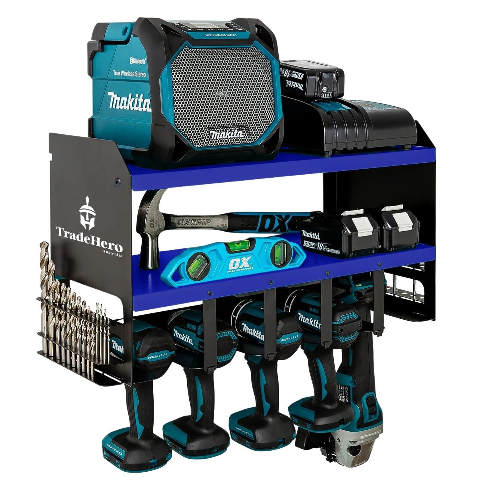 Power Tool Organiser Wall Mounted Drill Storage Organizer Holder XU1 Blue - Cosy Abode