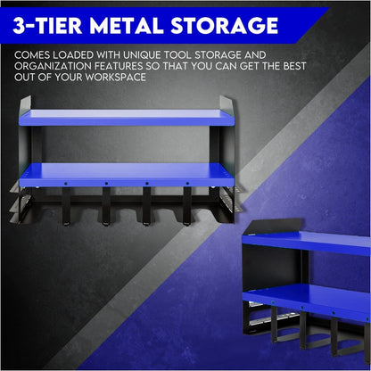 Power Tool Organiser Wall Mounted Drill Storage Organizer Holder XU1 Blue - Cosy Abode