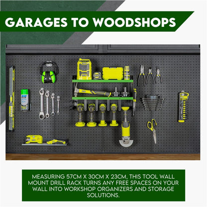 Power Tool Organiser Wall Mounted Drill Storage Organizer Holder Hikoki Green - Cosy Abode