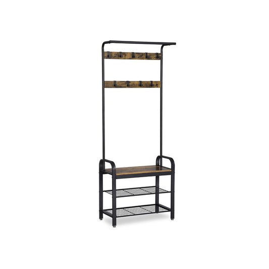 VASAGLE Industrial Coat Rack with Bench for Entryway - Cosy Abode