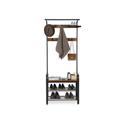 VASAGLE Industrial Coat Rack with Bench for Entryway - Cosy Abode