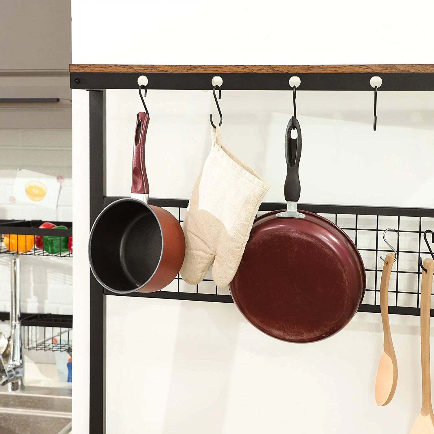 VASAGLE 3 Tier Kitchen Storage Shelves with 10 S-Hooks - Cosy Abode