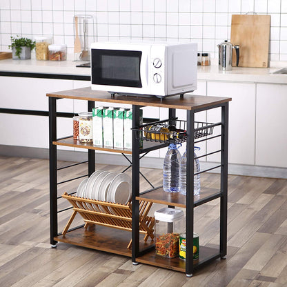 VASAGLE Kitchen Storage Shelves with Wire Basket and 6 S-Hooks - Cosy Abode