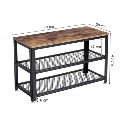 VASAGLE 3 Tier Shoe Storage Bench 73 cm Length - Cosy Abode