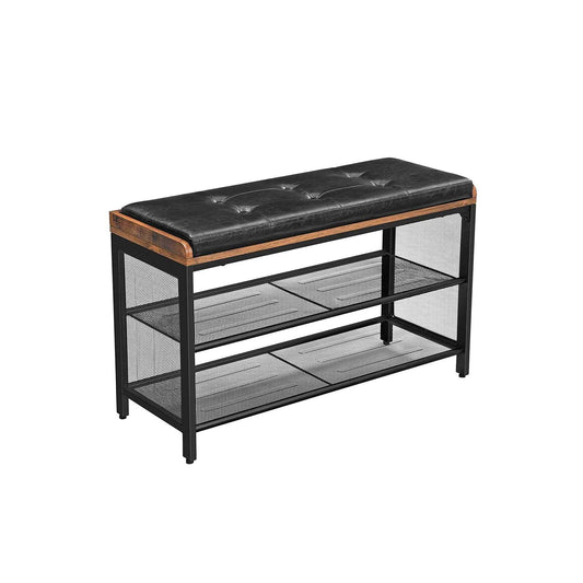 VASAGLE 3 Tier Shoe Storage Bench with Padded Seat - Cosy Abode