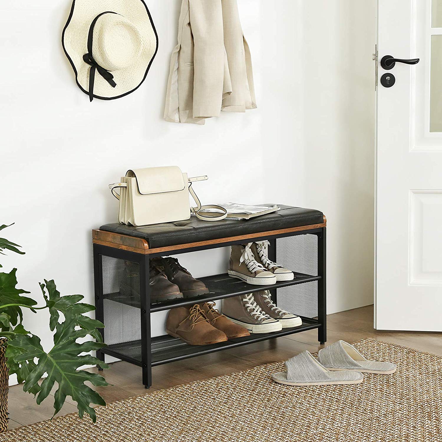 VASAGLE 3 Tier Shoe Storage Bench with Padded Seat - Cosy Abode