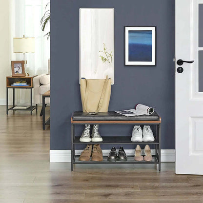 VASAGLE 3 Tier Shoe Storage Bench with Padded Seat - Cosy Abode