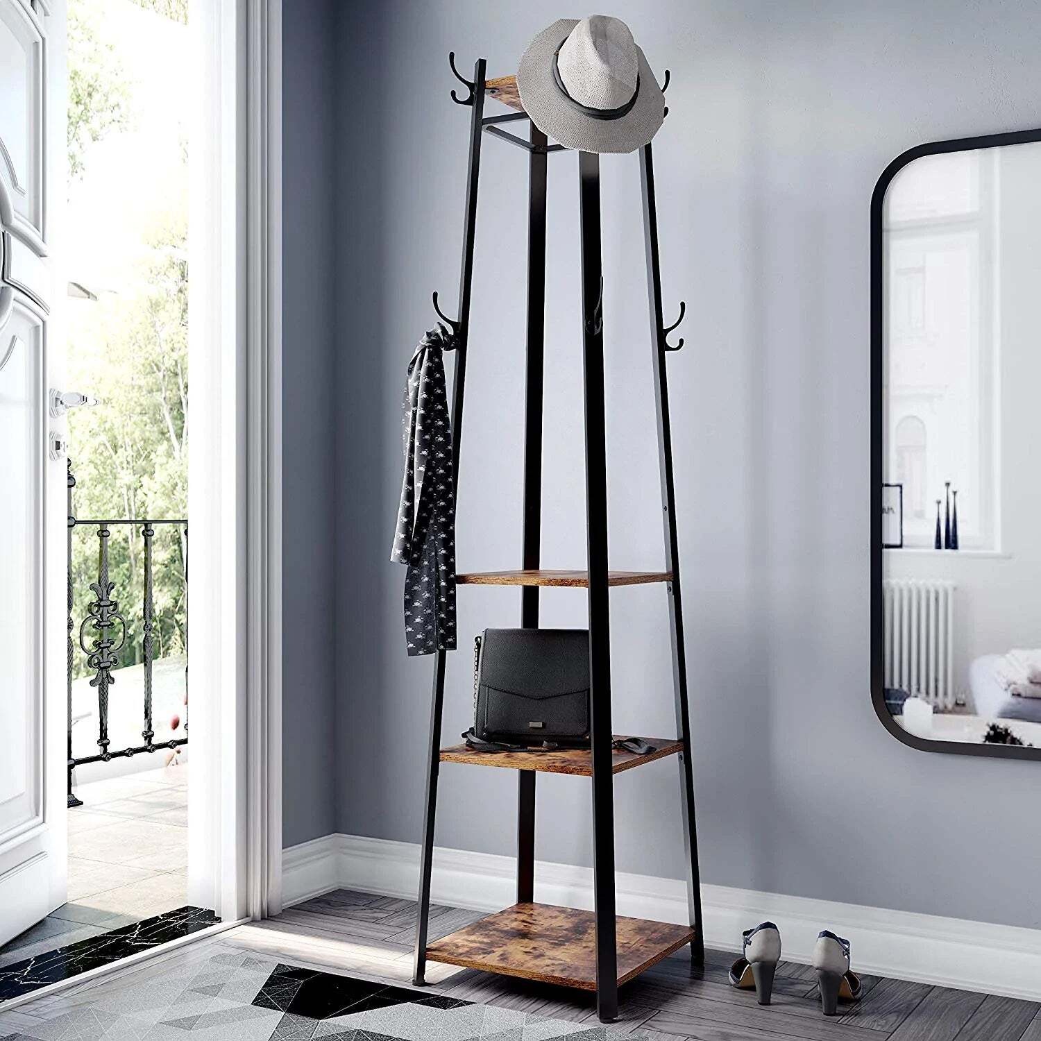 VASAGLE Coat Rack with 3 Shelves - Cosy Abode