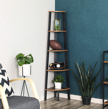 VASAGLE Corner Shelf 5-Tier Industrial Ladder Bookcase - Cosy Abode
