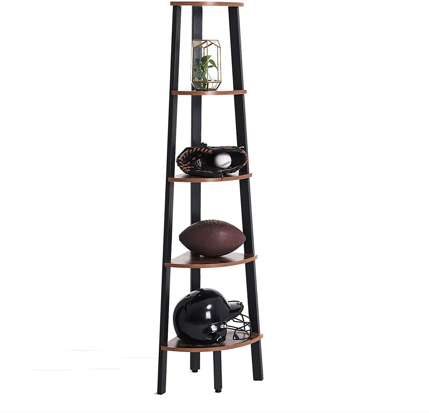 VASAGLE Corner Shelf 5-Tier Industrial Ladder Bookcase - Cosy Abode