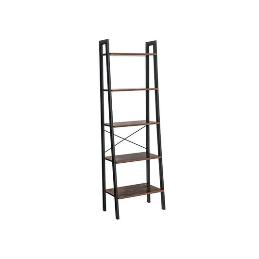 VASAGLE 5 Tiers A-shaped Ladder Storage Shelf Rustic Brown - Cosy Abode
