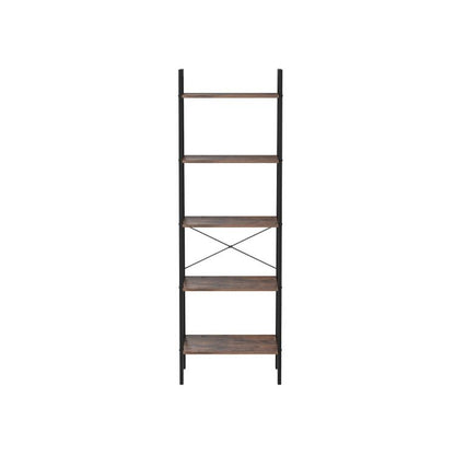 VASAGLE 5 Tiers A-shaped Ladder Storage Shelf Rustic Brown - Cosy Abode