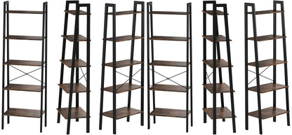 VASAGLE 5 Tiers A-shaped Ladder Storage Shelf Rustic Brown - Cosy Abode