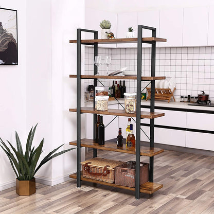 VASAGLE 5-Tier Industrial Grade Stable Bookcase - Cosy Abode
