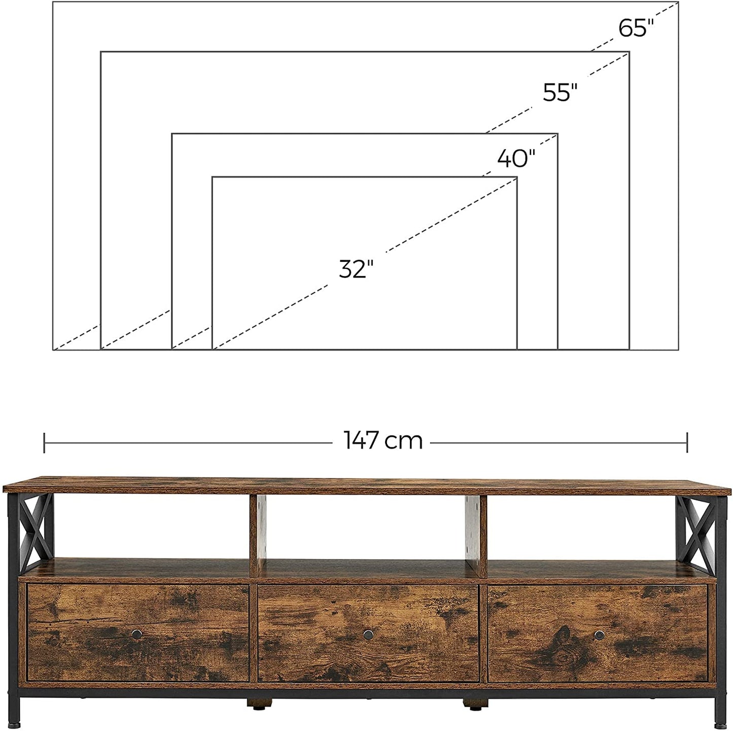 VASAGLE TV Stand Cabinet 147 x 40 x 50 cm - Cosy Abode