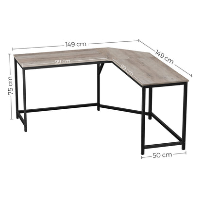VASAGLE L-Shaped Computer Desk, Corner Desk for Study, Home Office, Gaming 149D x 149W x 75H cm - Cosy Abode