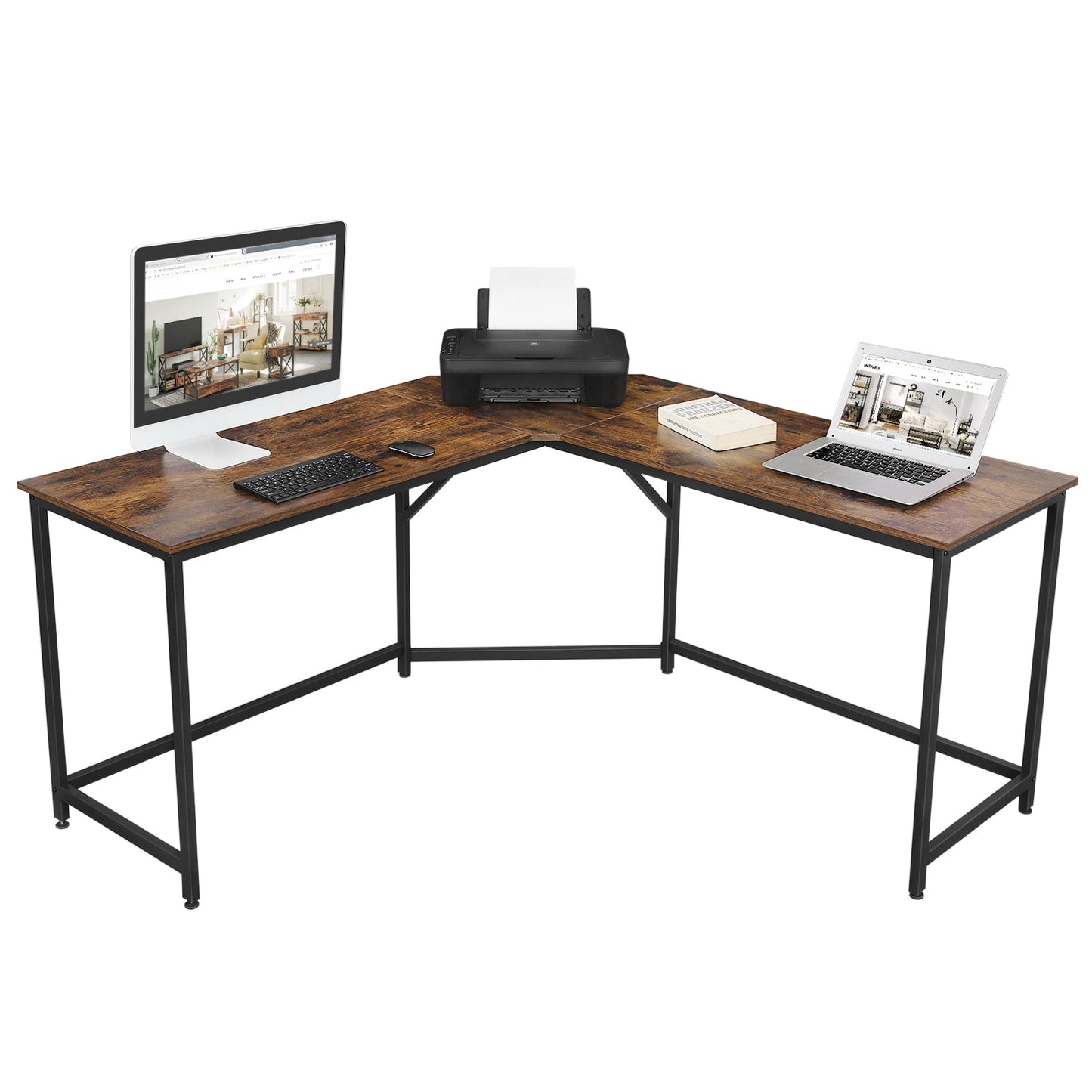 VASAGLE L-Shaped Computer Desk, Corner Desk for Study, Home Office, Gaming 149 x 149 x 75 cm - Cosy Abode