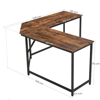 VASAGLE L-Shaped Computer Desk, Corner Desk for Study, Home Office, Gaming 149 x 149 x 75 cm - Cosy Abode
