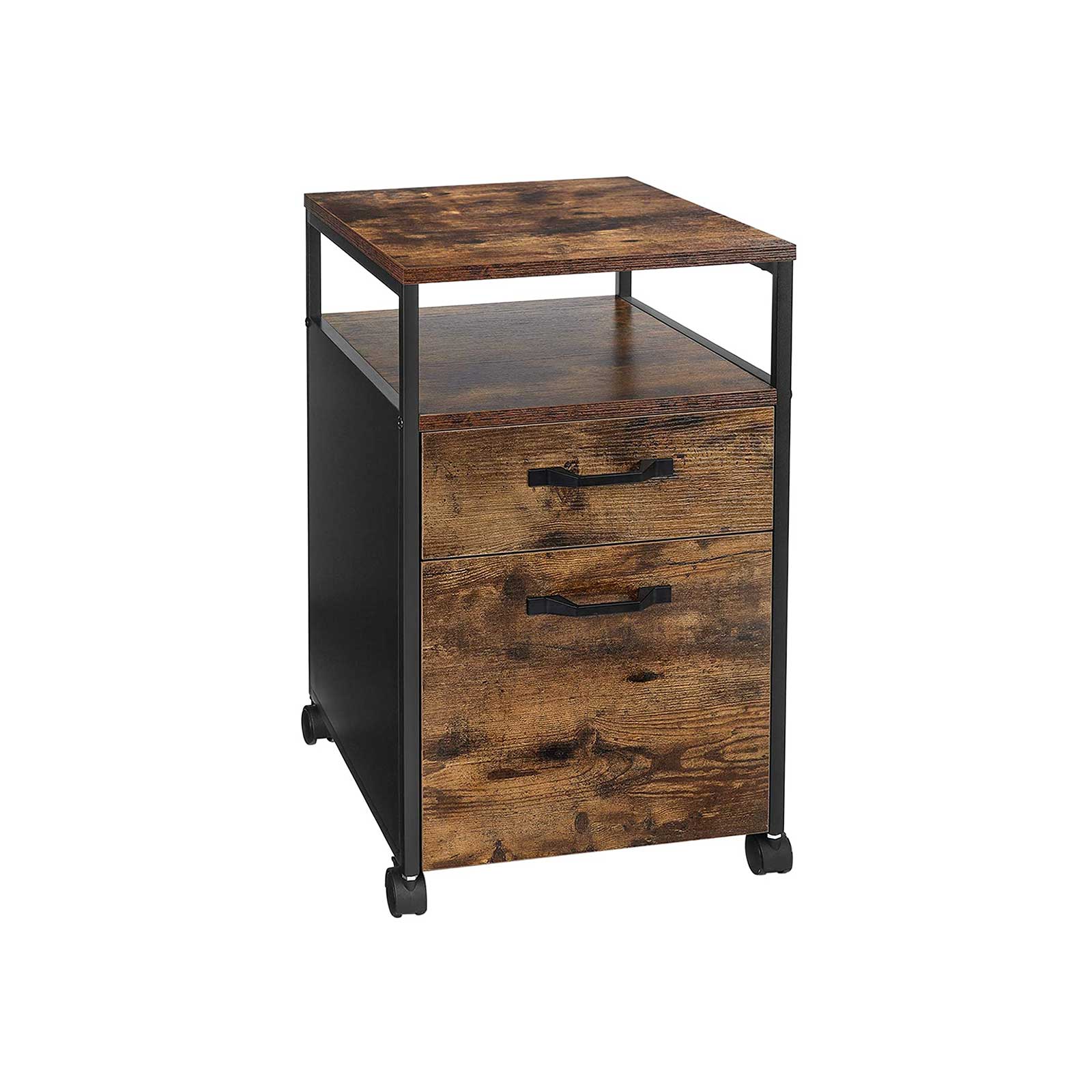 VASAGLE 2 Drawer File Cabinet with Open Compartments and Wheels - Cosy Abode