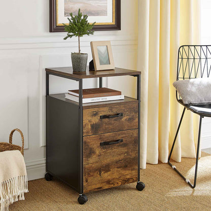 VASAGLE 2 Drawer File Cabinet with Open Compartments and Wheels - Cosy Abode