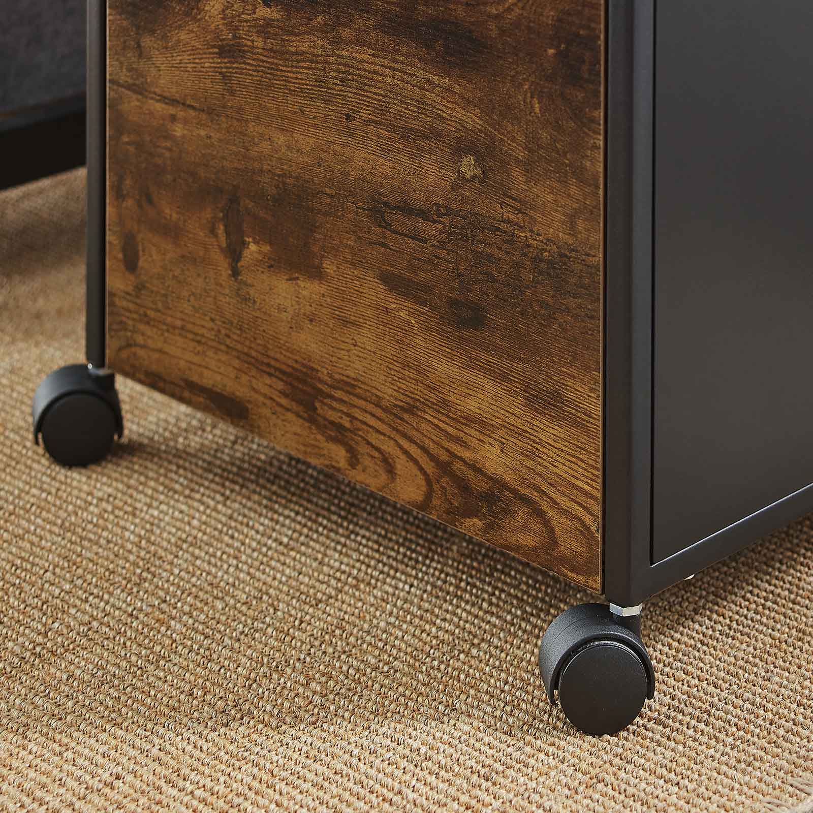 VASAGLE 2 Drawer File Cabinet with Open Compartments and Wheels - Cosy Abode