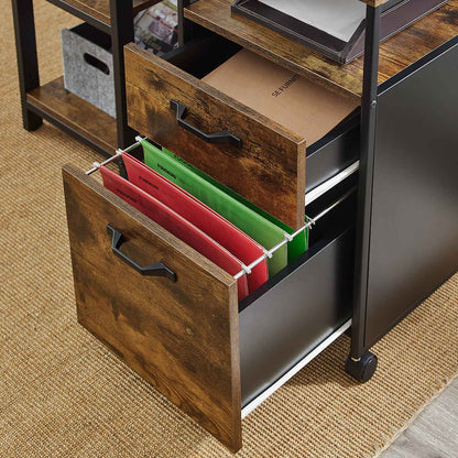 VASAGLE 2 Drawer File Cabinet with Open Compartments and Wheels - Cosy Abode