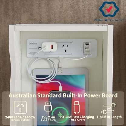 Casadiso Bedside Table with Powerboard - Multi-Tier Sleek White Side Table with Charging Station (Casadiso Saiph Pro) - Cosy Abode