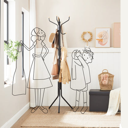 SONGMICS Metal Coat Rack 182 cm Tall Hall Tree Black - Cosy Abode
