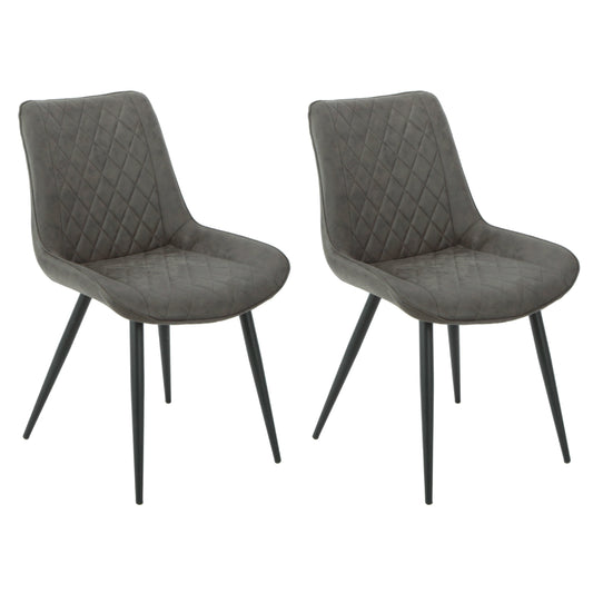Tyler Fabric Chair (Set of 2) - Grey - Cosy Abode