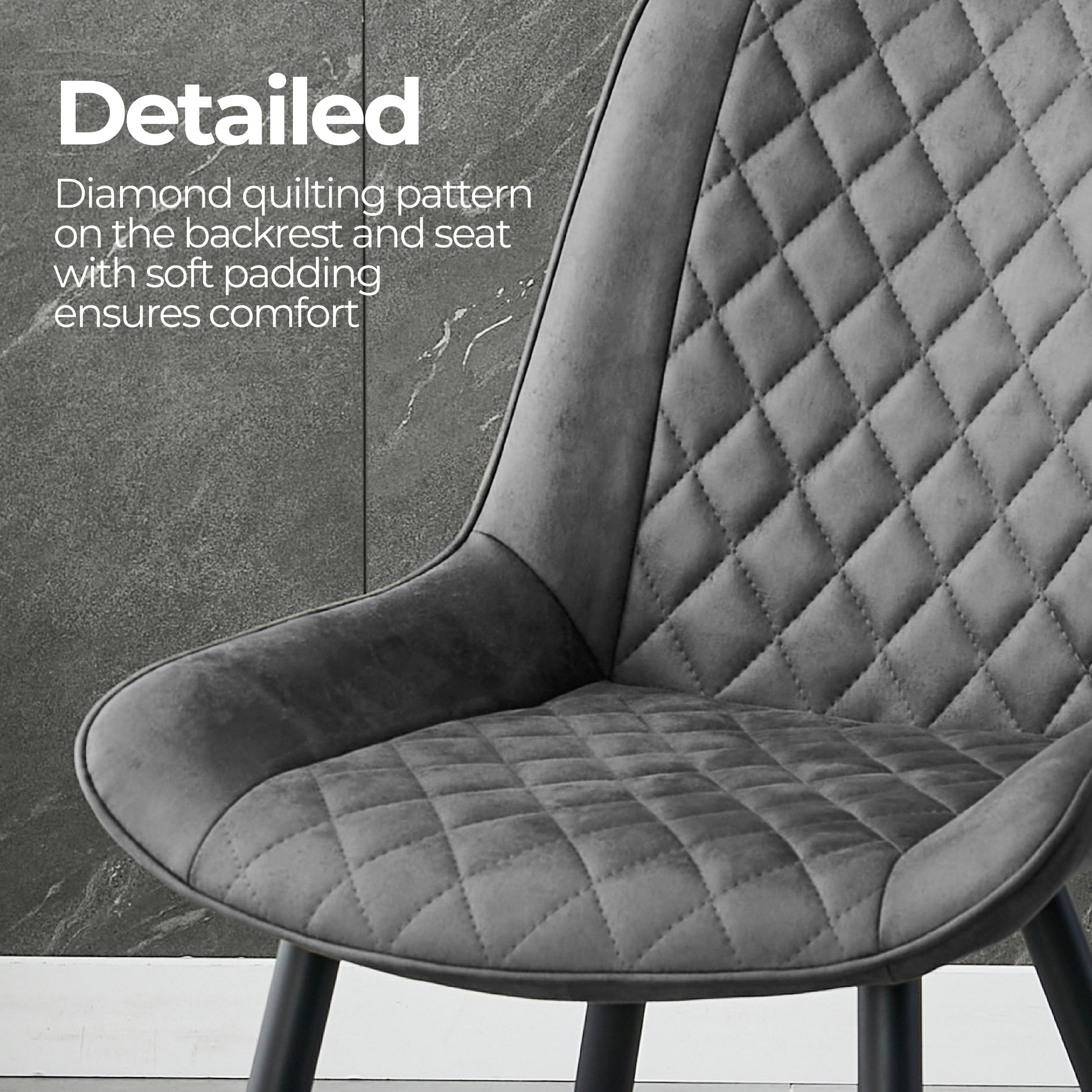 Tyler Fabric Chair (Set of 2) - Grey - Cosy Abode