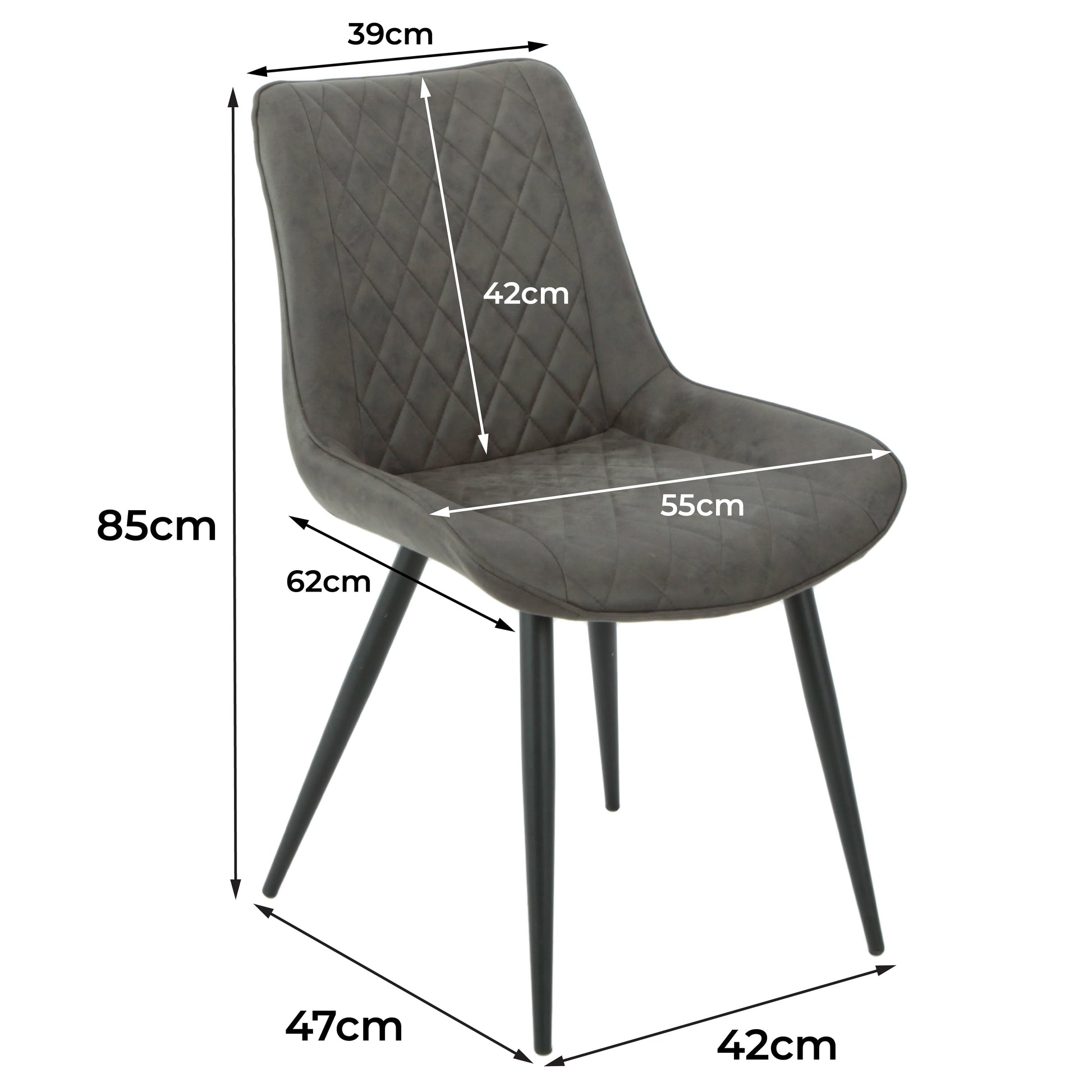 Tyler Fabric Chair (Set of 4) - Grey - Cosy Abode