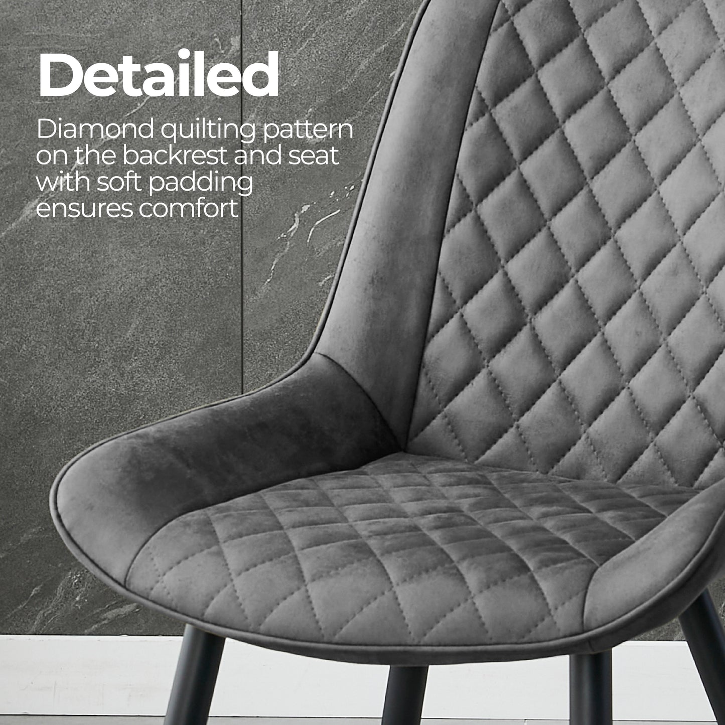 Tyler Fabric Chair (Set of 4) - Grey - Cosy Abode