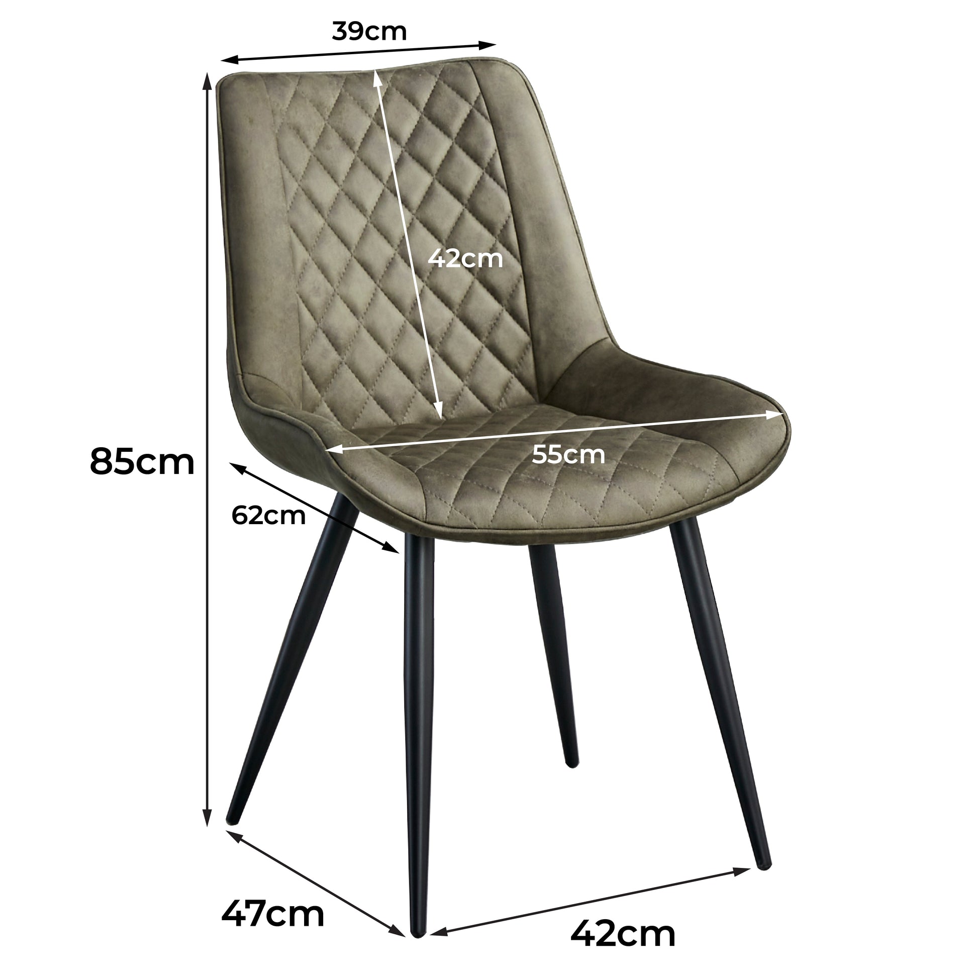 Tyler Fabric Chair (Set of 4) - Olive Green - Cosy Abode