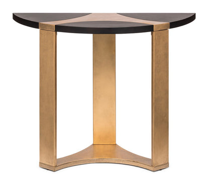 Contemporary Half Round Brass and Black Hallway Console Table - Cosy Abode
