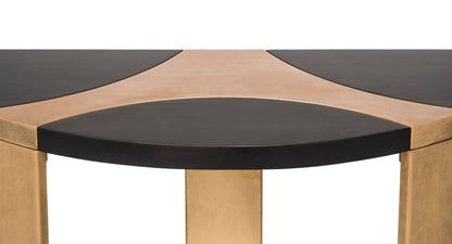 Contemporary Half Round Brass and Black Hallway Console Table - Cosy Abode
