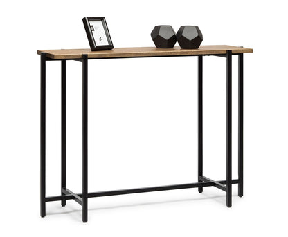 Narrow Golden Black Hallway Console Table with Textured Top - Cosy Abode