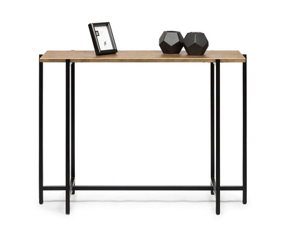 Narrow Golden Black Hallway Console Table with Textured Top - Cosy Abode