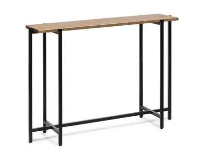 Narrow Golden Black Hallway Console Table with Textured Top - Cosy Abode