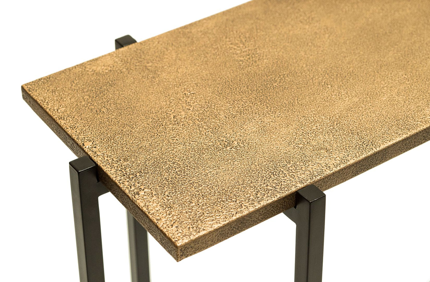 Narrow Golden Black Hallway Console Table with Textured Top - Cosy Abode