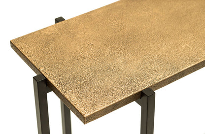Narrow Golden Black Hallway Console Table with Textured Top - Cosy Abode