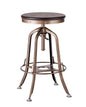 Industrial Wooden Height Adjustable Swivel Bar Stool - French Brass - Cosy Abode