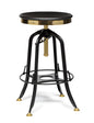 Industrial Wooden Height Adjustable Swivel Bar Stool - Gold Black - Cosy Abode