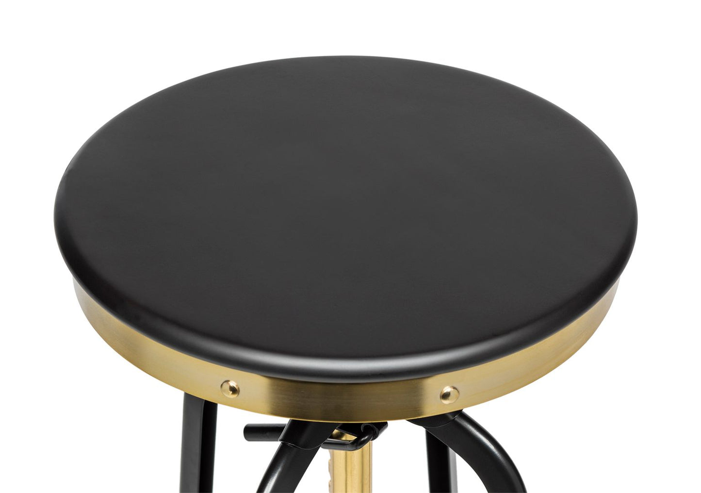 Industrial Wooden Height Adjustable Swivel Bar Stool - Gold Black - Cosy Abode
