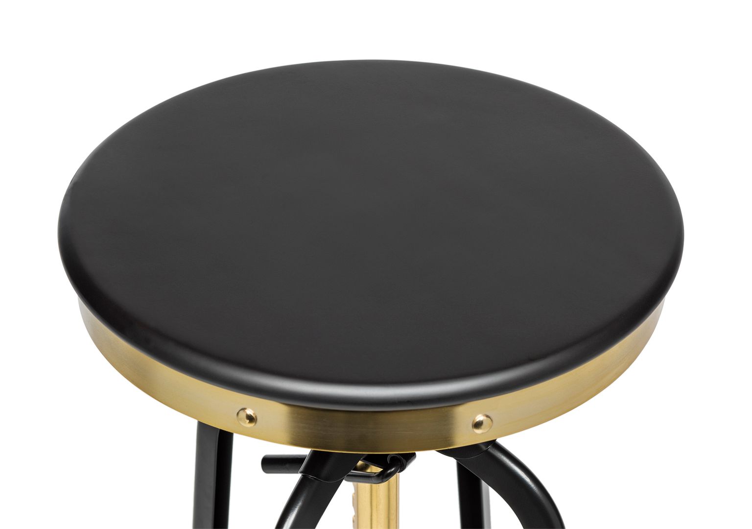 Industrial Wooden Height Adjustable Swivel Bar Stool - Gold Black - Cosy Abode