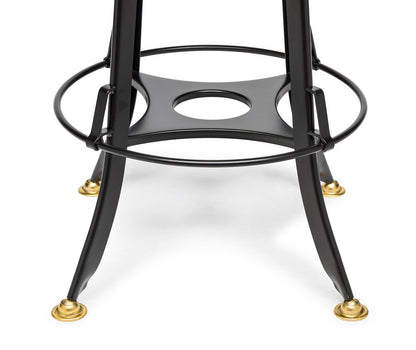 Industrial Wooden Height Adjustable Swivel Bar Stool - Gold Black - Cosy Abode