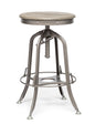 Industrial Height Adjustable Swivel Bar Stool with Oak Wood Top - Grey Finish - Cosy Abode
