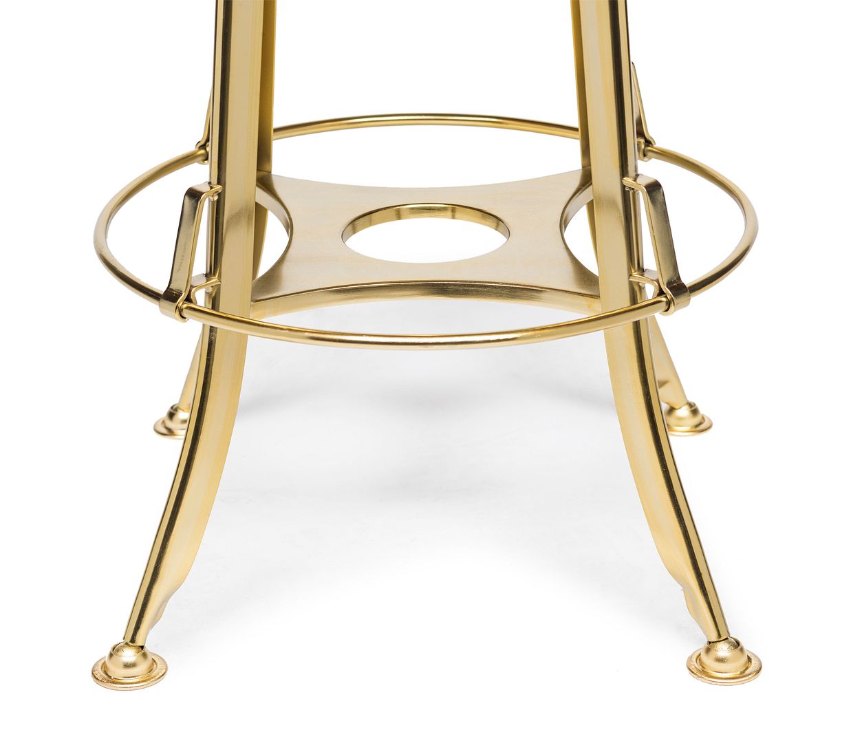 Industrial Height Adjustable Swivel Bar Stool with Oak Wood Top - Gold Finish - Cosy Abode