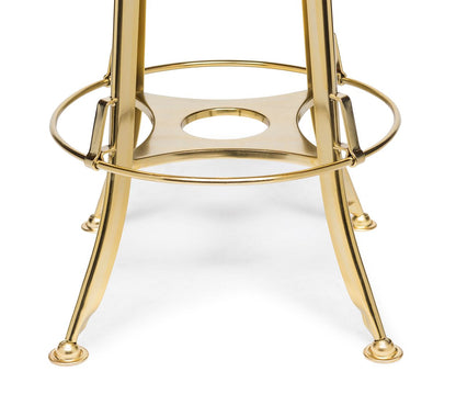 Industrial Height Adjustable Swivel Bar Stool with Oak Wood Top - Gold Finish - Cosy Abode
